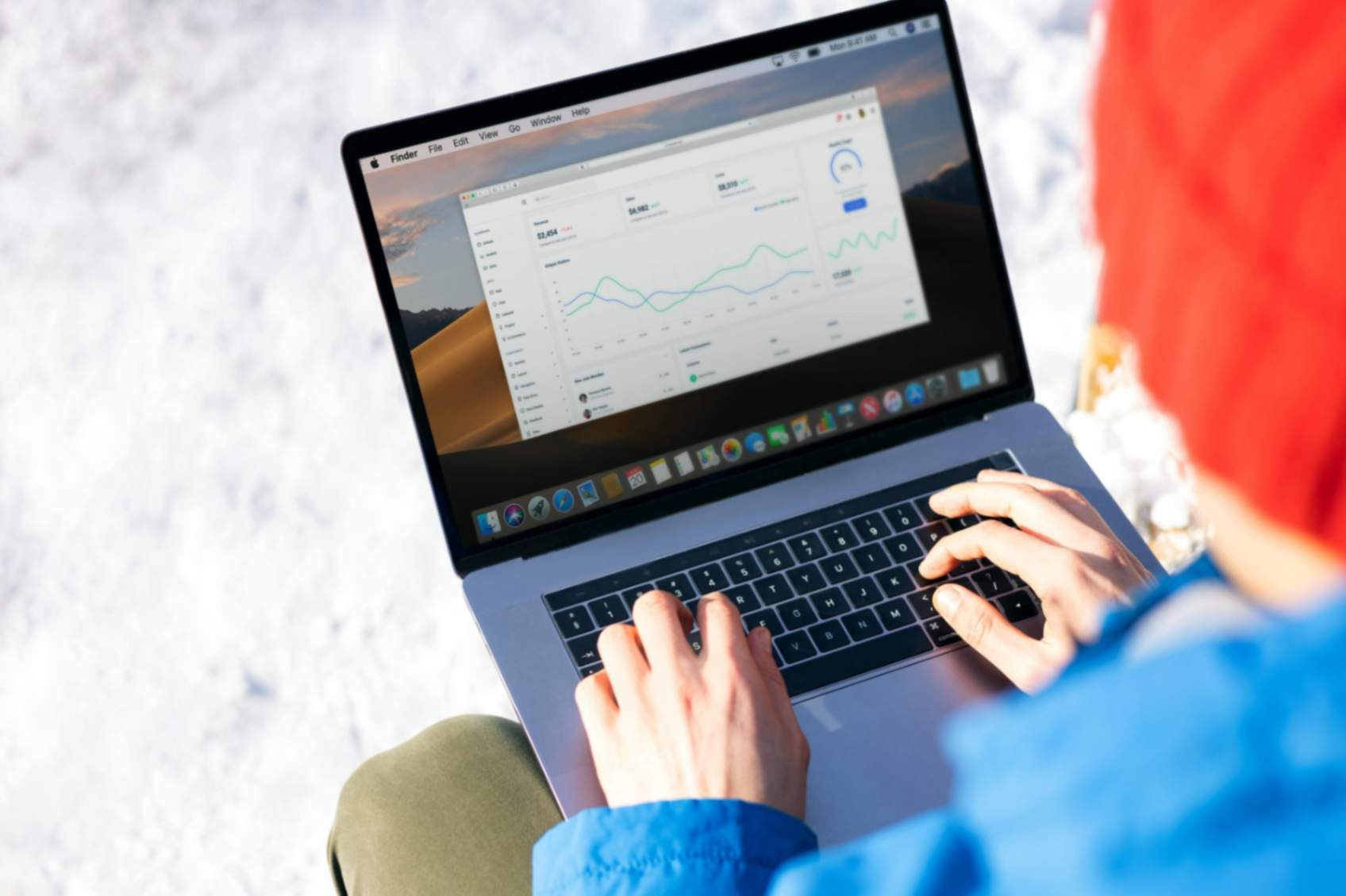Growth dashboard on laptop with metrics